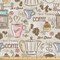 Ambesonne Modern Fabric by the Yard, Coffee Time Vintage Espresso Machine Cupcakes Beans Design, Decorative Fabric for Upholstery and Home Accents, 1 Yard, Pale Pink Beige